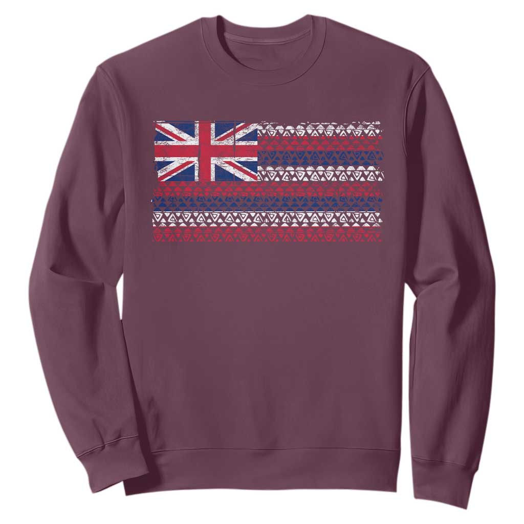 Hawaiian Tribal Flag State of Hawaii Sweatshirt TS11 Maroon Print Your Wear
