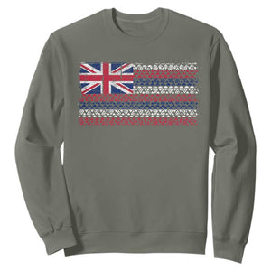 Hawaiian Tribal Flag State of Hawaii Sweatshirt TS11 Military Green Print Your Wear