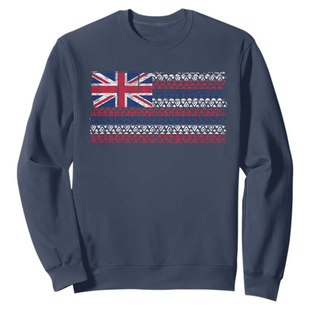 Hawaiian Tribal Flag State of Hawaii Sweatshirt TS11 Navy Print Your Wear