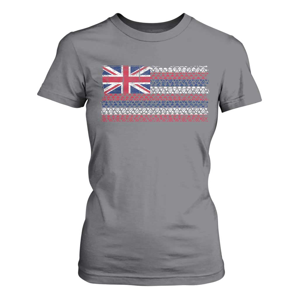 Hawaiian Tribal Flag State of Hawaii T Shirt For Women TS11 Charcoal Print Your Wear