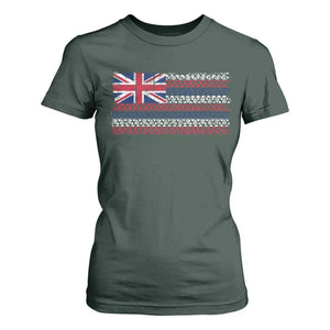 Hawaiian Tribal Flag State of Hawaii T Shirt For Women TS11 Dark Forest Green Print Your Wear