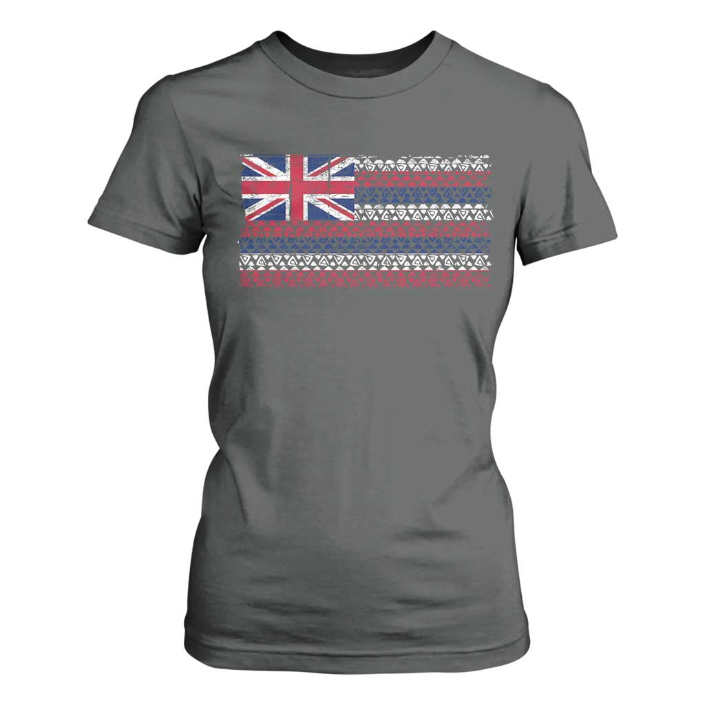 Hawaiian Tribal Flag State of Hawaii T Shirt For Women TS11 Dark Heather Print Your Wear