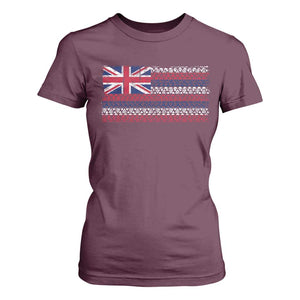 Hawaiian Tribal Flag State of Hawaii T Shirt For Women TS11 Maroon Print Your Wear