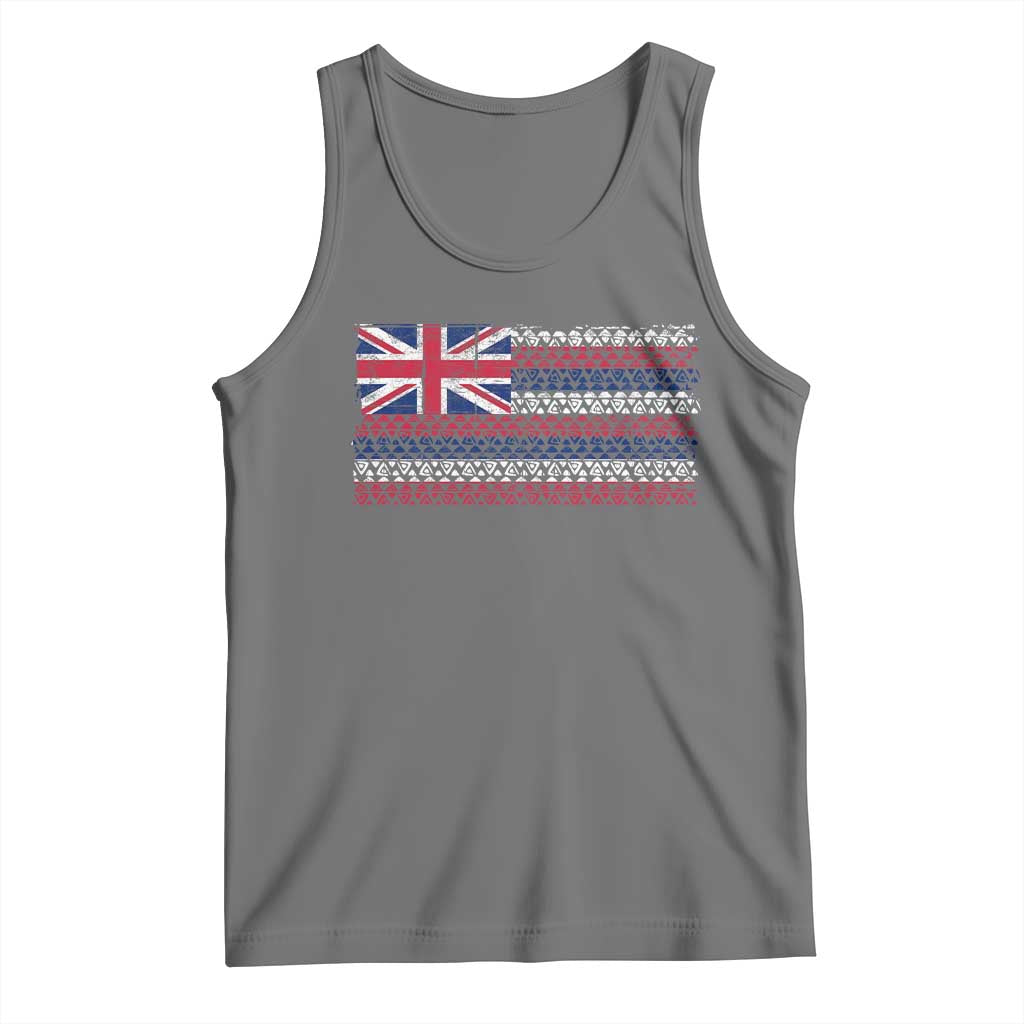 Hawaiian Tribal Flag State of Hawaii Tank Top TS11 Black Heather Print Your Wear