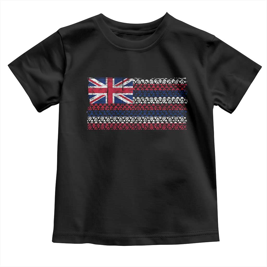 Hawaiian Tribal Flag State of Hawaii Toddler T Shirt TS11 Black Print Your Wear