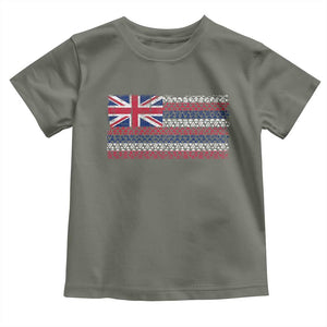 Hawaiian Tribal Flag State of Hawaii Toddler T Shirt TS11 Military Green Print Your Wear