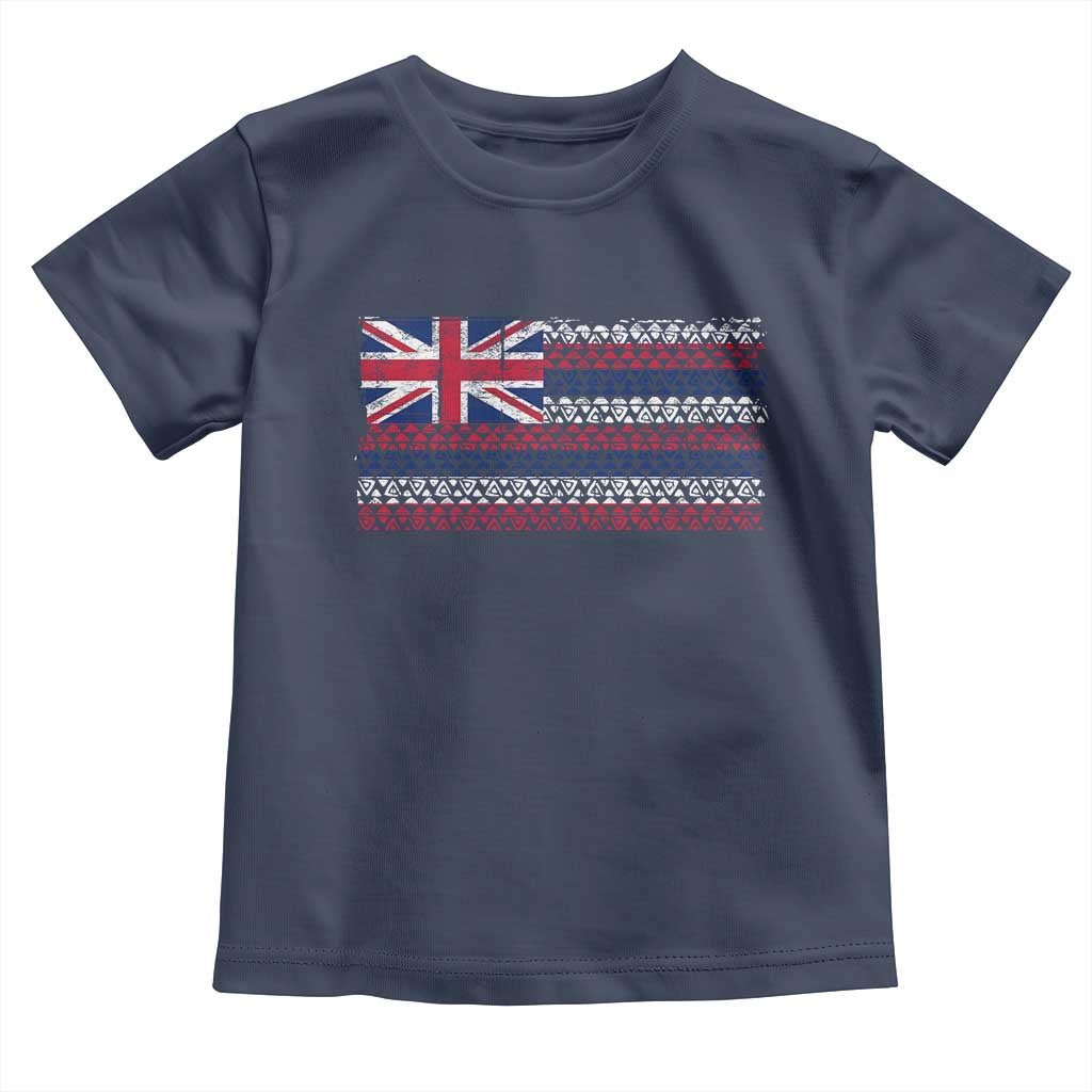Hawaiian Tribal Flag State of Hawaii Toddler T Shirt TS11 Navy Print Your Wear