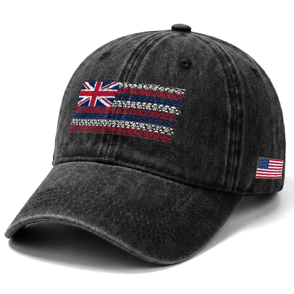 Hawaiian Tribal Flag State of Hawaii Washed Cotton Baseball Cap TS11 Print Your Wear