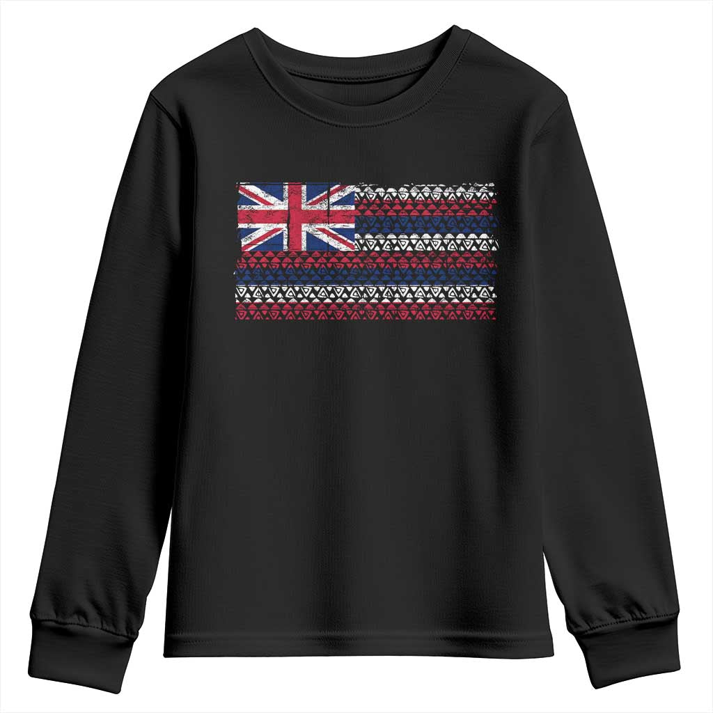 Hawaiian Tribal Flag State of Hawaii Youth Sweatshirt TS11 Black Print Your Wear