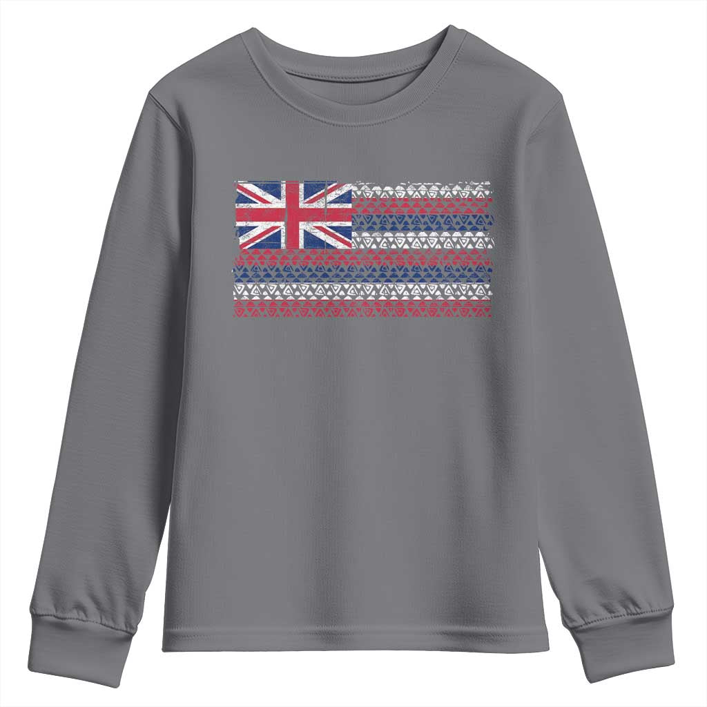 Hawaiian Tribal Flag State of Hawaii Youth Sweatshirt TS11 Charcoal Print Your Wear