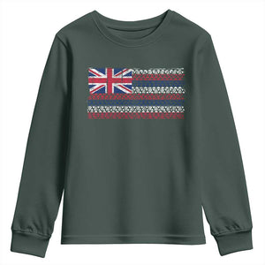 Hawaiian Tribal Flag State of Hawaii Youth Sweatshirt TS11 Dark Forest Green Print Your Wear