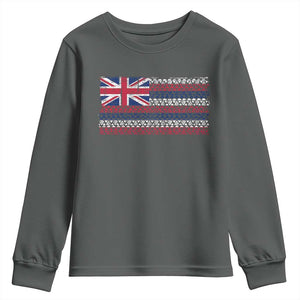 Hawaiian Tribal Flag State of Hawaii Youth Sweatshirt TS11 Dark Heather Print Your Wear