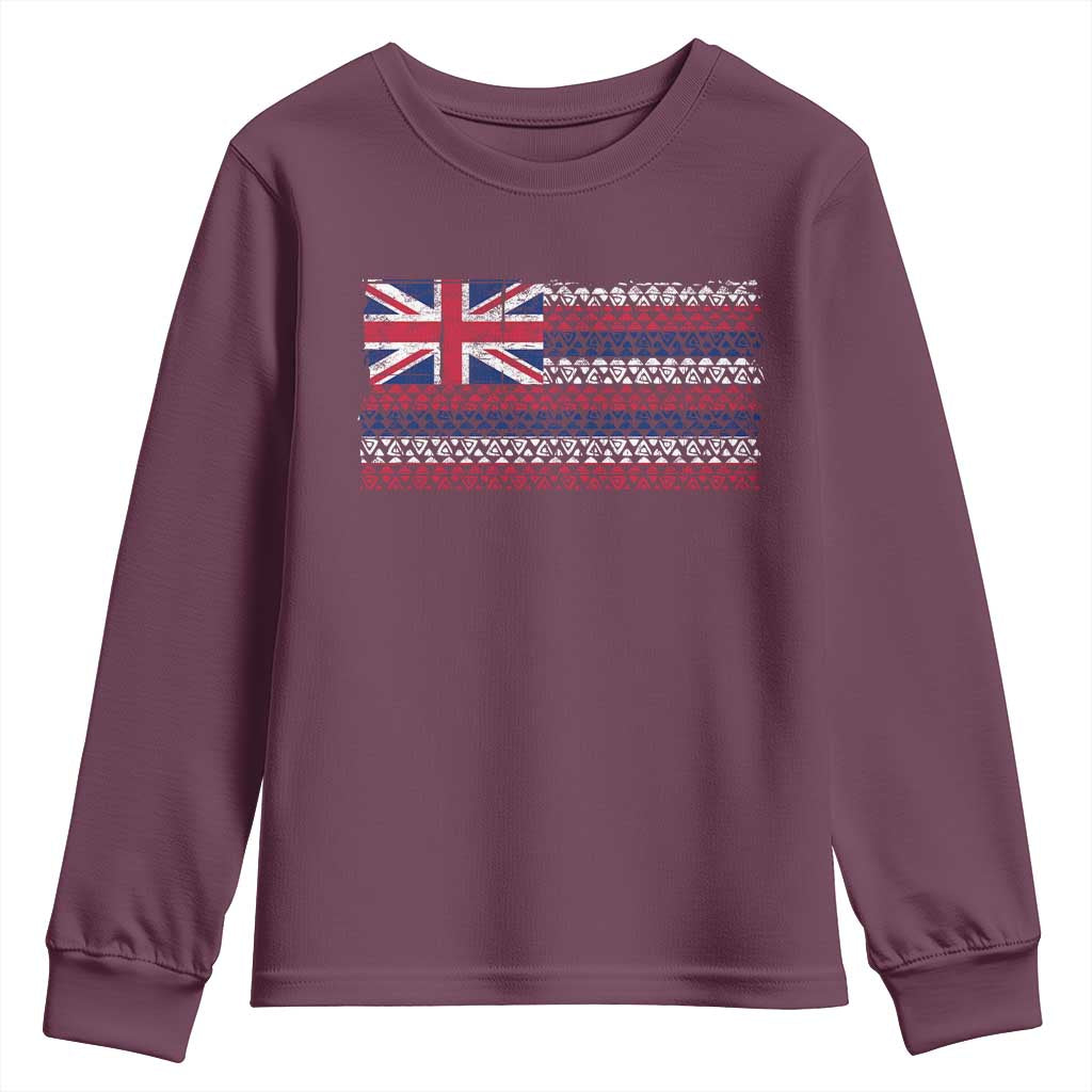 Hawaiian Tribal Flag State of Hawaii Youth Sweatshirt TS11 Maroon Print Your Wear