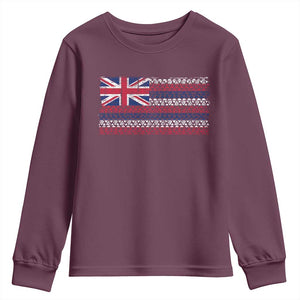 Hawaiian Tribal Flag State of Hawaii Youth Sweatshirt TS11 Maroon Print Your Wear