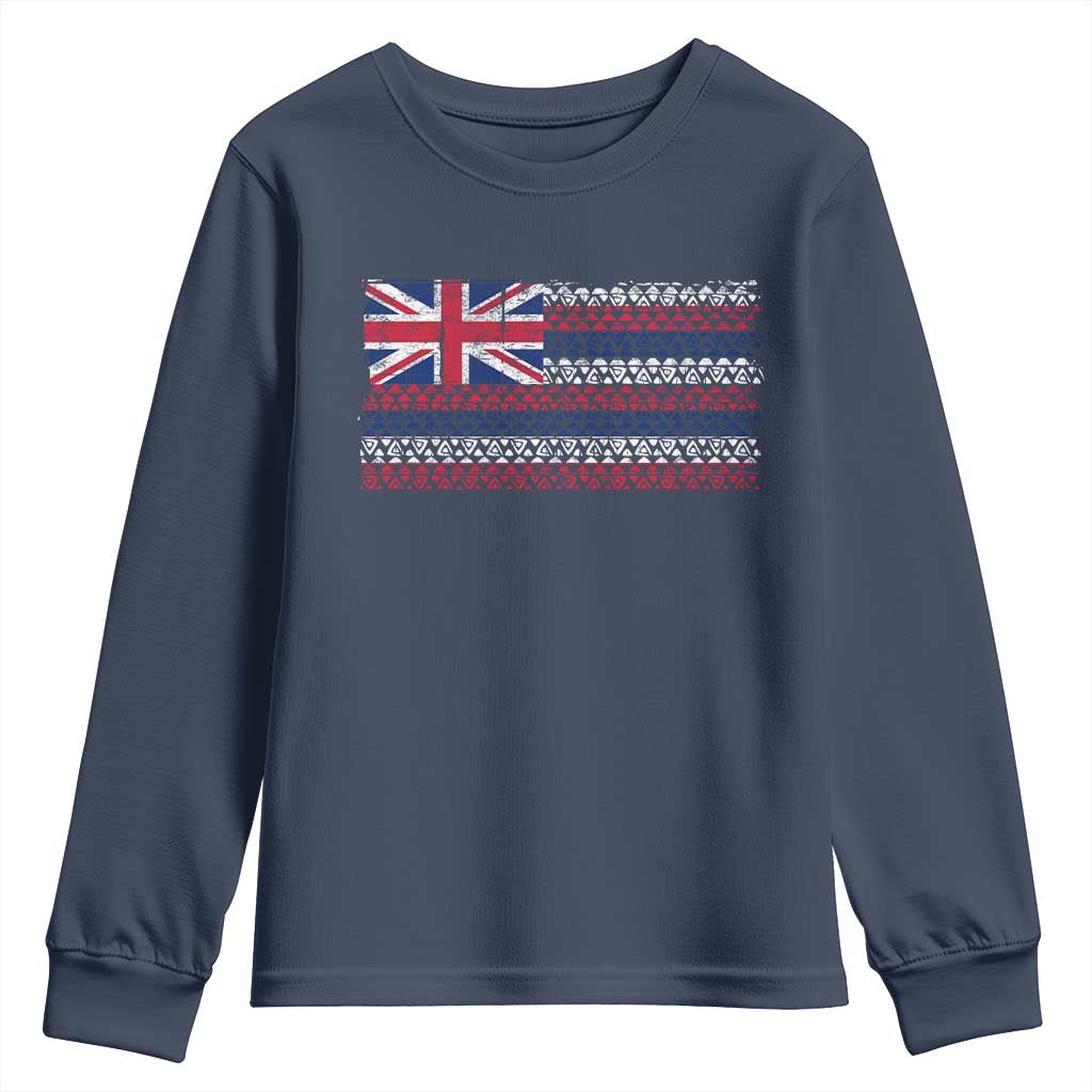 Hawaiian Tribal Flag State of Hawaii Youth Sweatshirt TS11 Navy Print Your Wear
