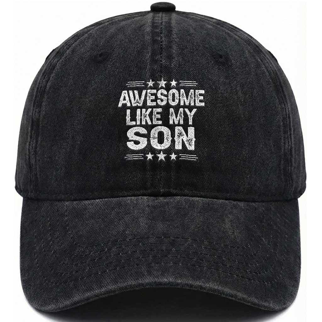 Awesome Like My Son Washed Cotton Baseball Cap Funny Boy Dad Father's Day Gifts TS11 Print Your Wear