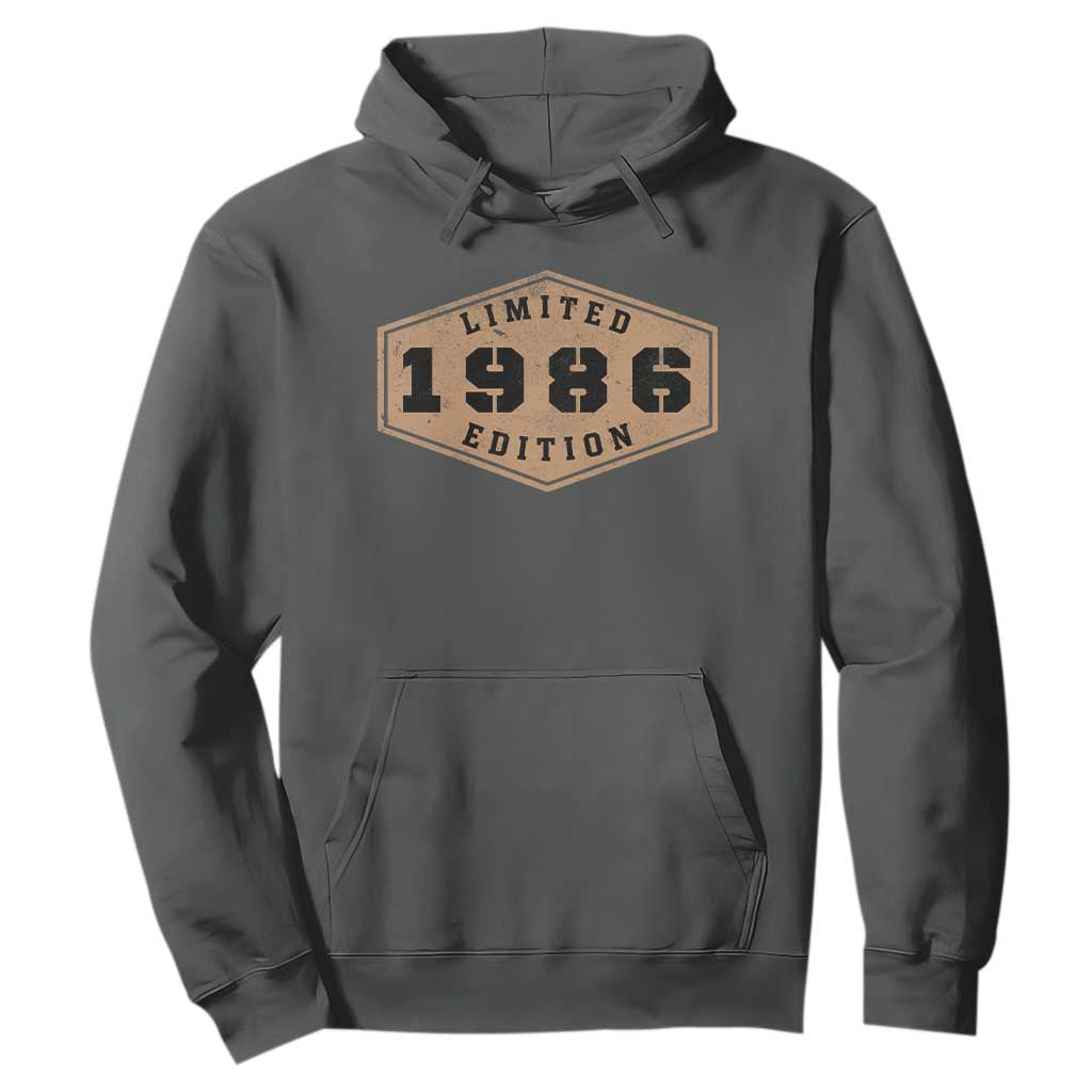 40th Birthday Hoodie 1986 Limited Edition Gifts For Turning 40 TS11 Dark Heather Print Your Wear