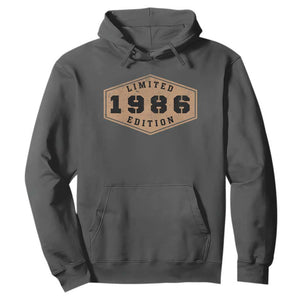 40th Birthday Hoodie 1986 Limited Edition Gifts For Turning 40 TS11 Dark Heather Print Your Wear