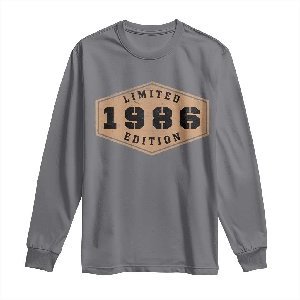 40th Birthday Long Sleeve Shirt 1986 Limited Edition Gifts For Turning 40 TS11 Charcoal Print Your Wear