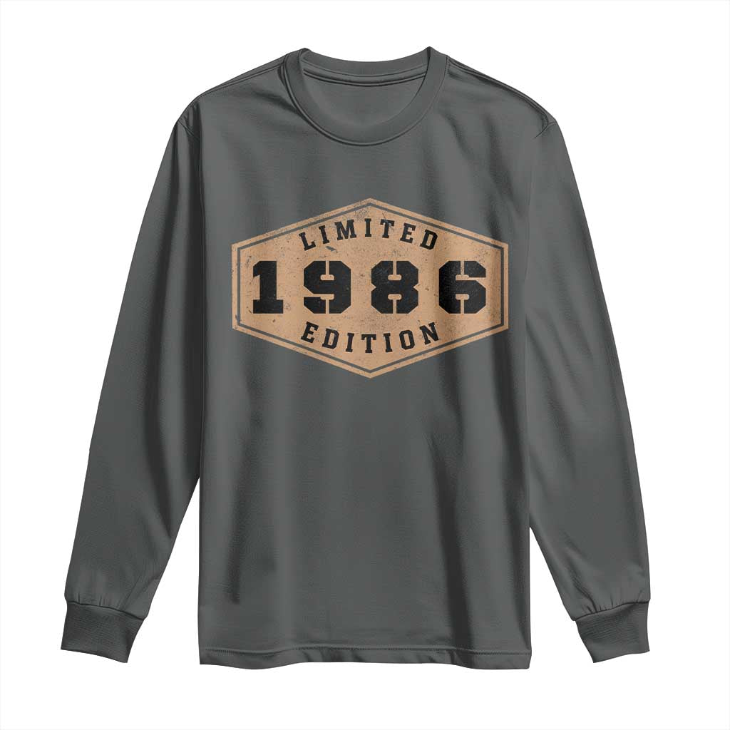 40th Birthday Long Sleeve Shirt 1986 Limited Edition Gifts For Turning 40 TS11 Dark Heather Print Your Wear