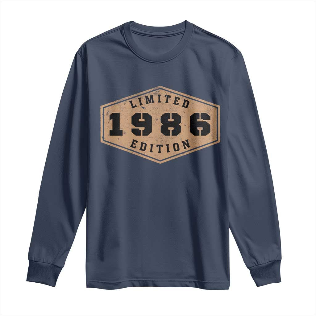 40th Birthday Long Sleeve Shirt 1986 Limited Edition Gifts For Turning 40 TS11 Navy Print Your Wear