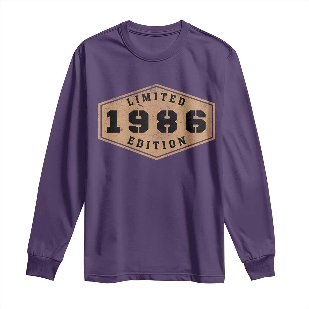 40th Birthday Long Sleeve Shirt 1986 Limited Edition Gifts For Turning 40 TS11 Purple Print Your Wear