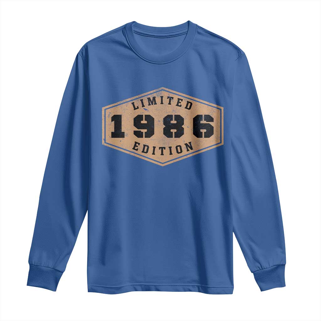 40th Birthday Long Sleeve Shirt 1986 Limited Edition Gifts For Turning 40 TS11 Royal Blue Print Your Wear