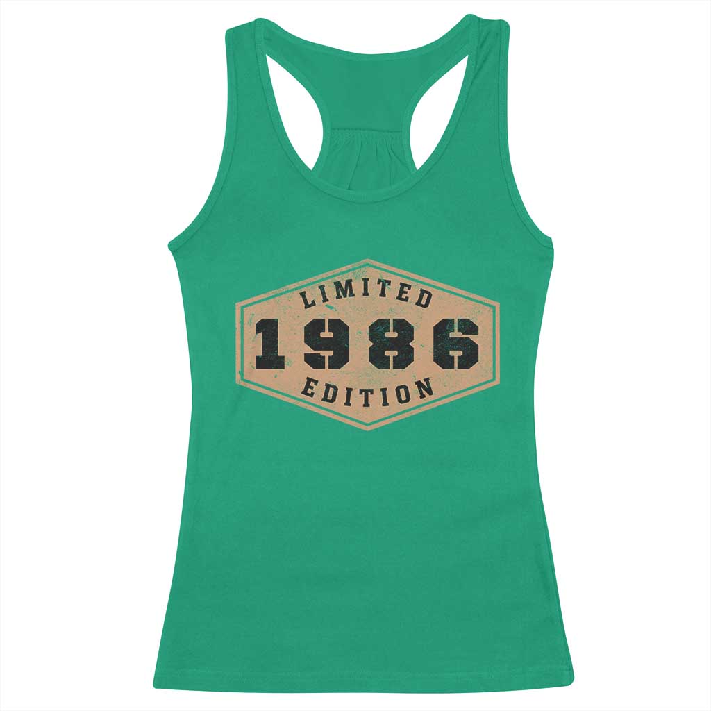 40th Birthday Racerback Tank Top 1986 Limited Edition Gifts For Turning 40 TS11 Irish Green Print Your Wear
