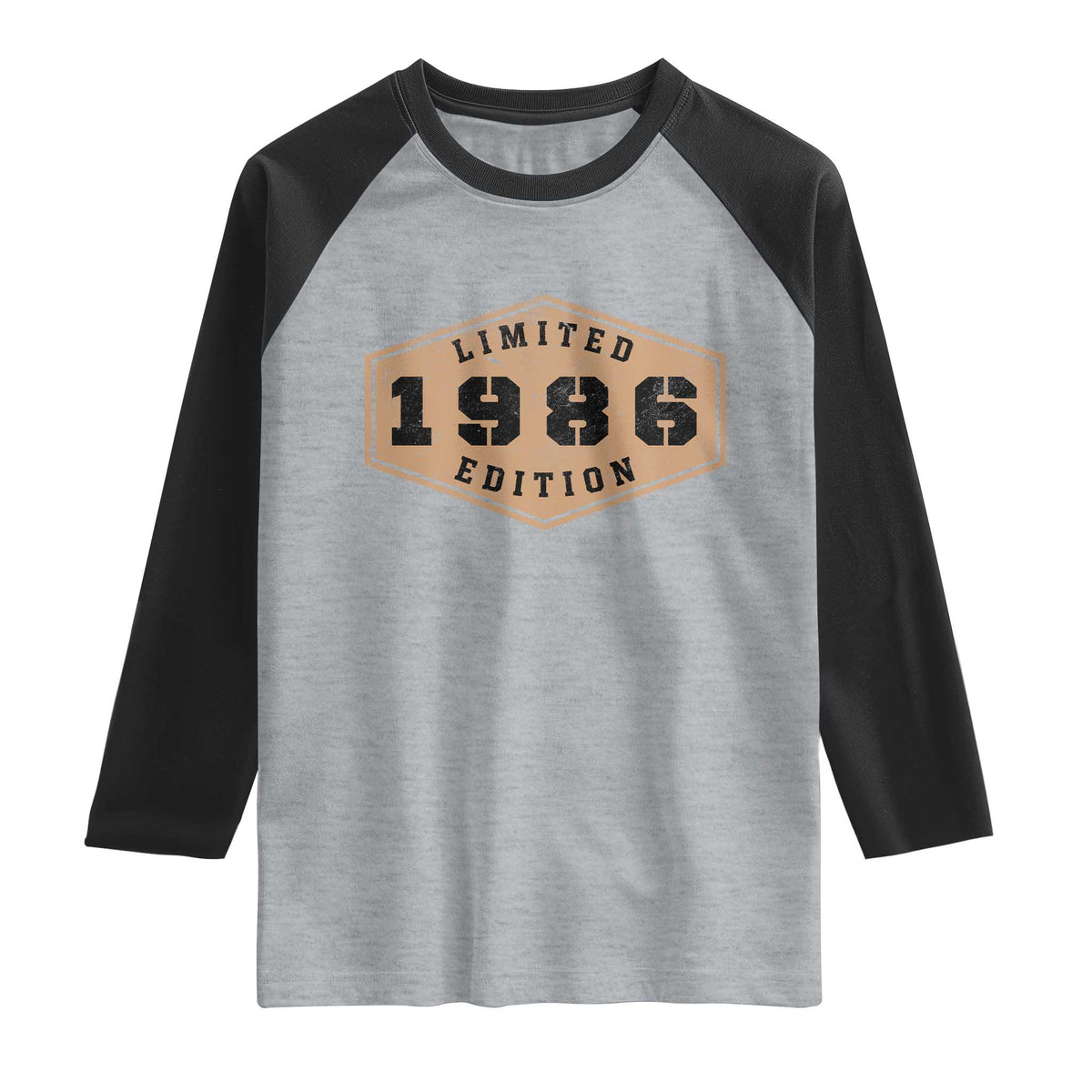40th Birthday Raglan Shirt 1986 Limited Edition Gifts For Turning 40 TS11 Heather Gray Black Print Your Wear