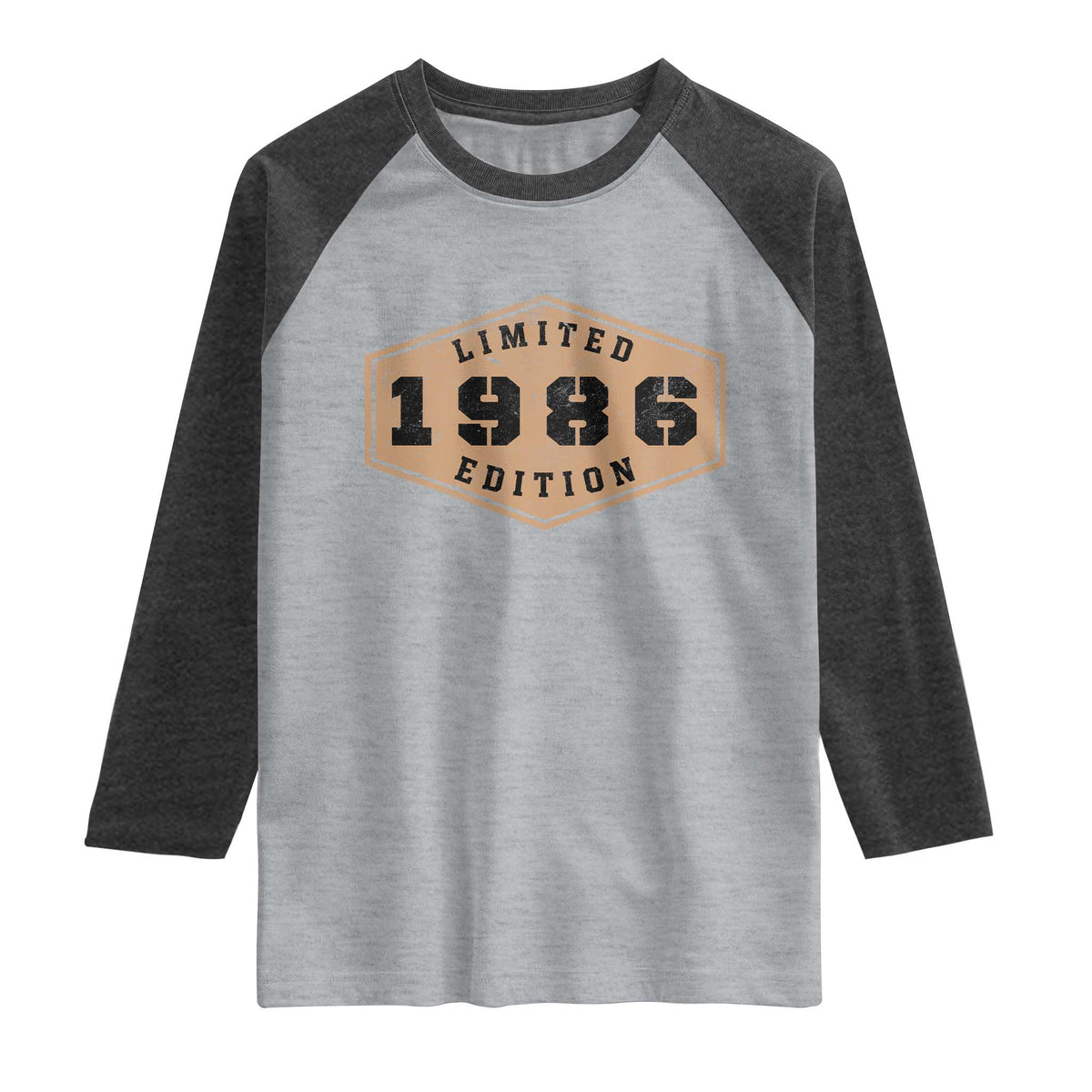 40th Birthday Raglan Shirt 1986 Limited Edition Gifts For Turning 40 TS11 Heather Gray Heather Charcoal Print Your Wear