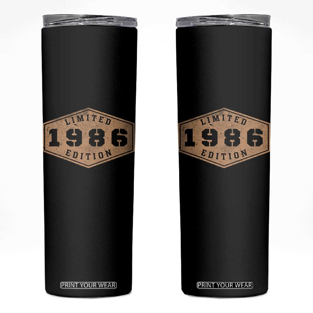 40th Birthday Skinny Tumbler 1986 Limited Edition Gifts For Turning 40 TS11 Black Print Your Wear