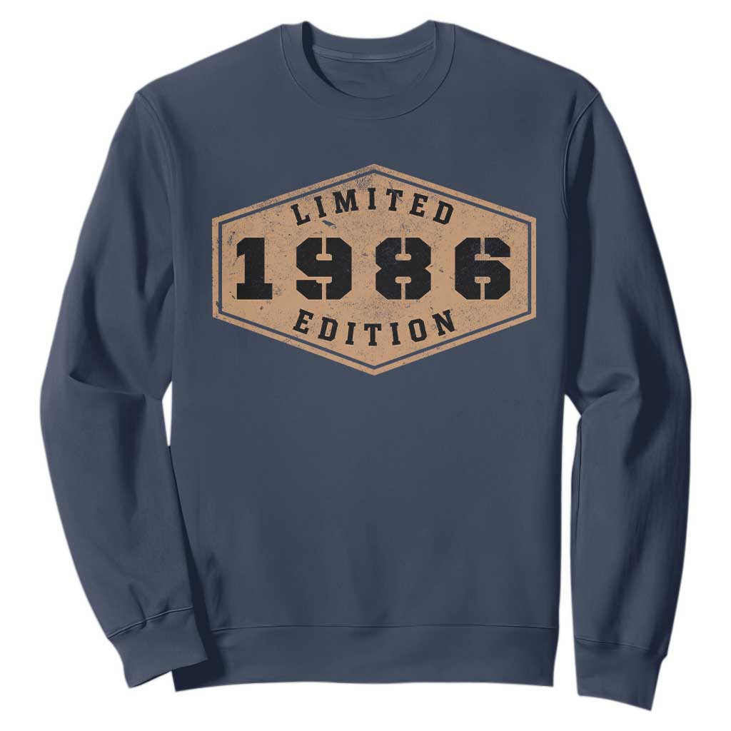 40th Birthday Sweatshirt 1986 Limited Edition Gifts For Turning 40 TS11 Navy Print Your Wear