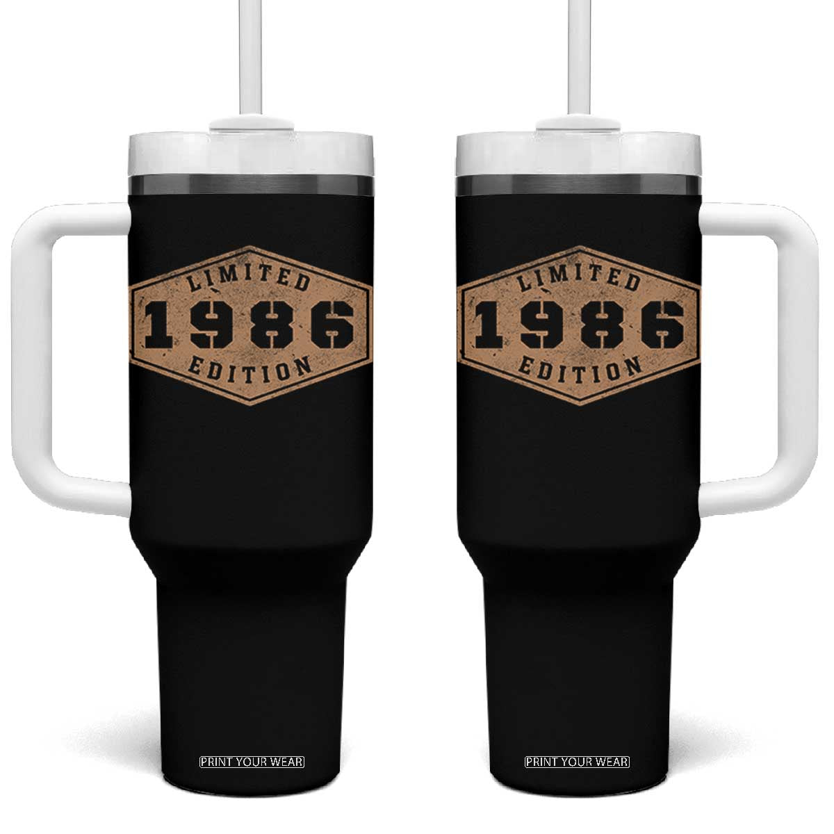40th Birthday Tumbler With Handle 1986 Limited Edition Gifts For Turning 40 TS11 One Size: 40 oz Black Print Your Wear