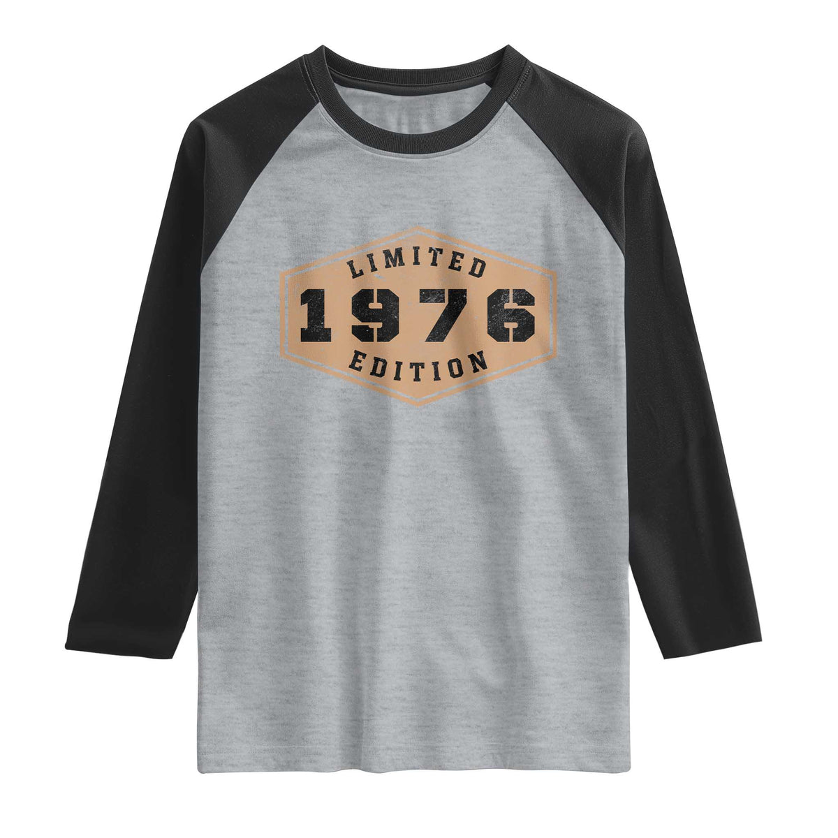 50th Birthday Raglan Shirt 1976 Limited Edition Gifts For Turning 50 TS11 Heather Gray Black Print Your Wear