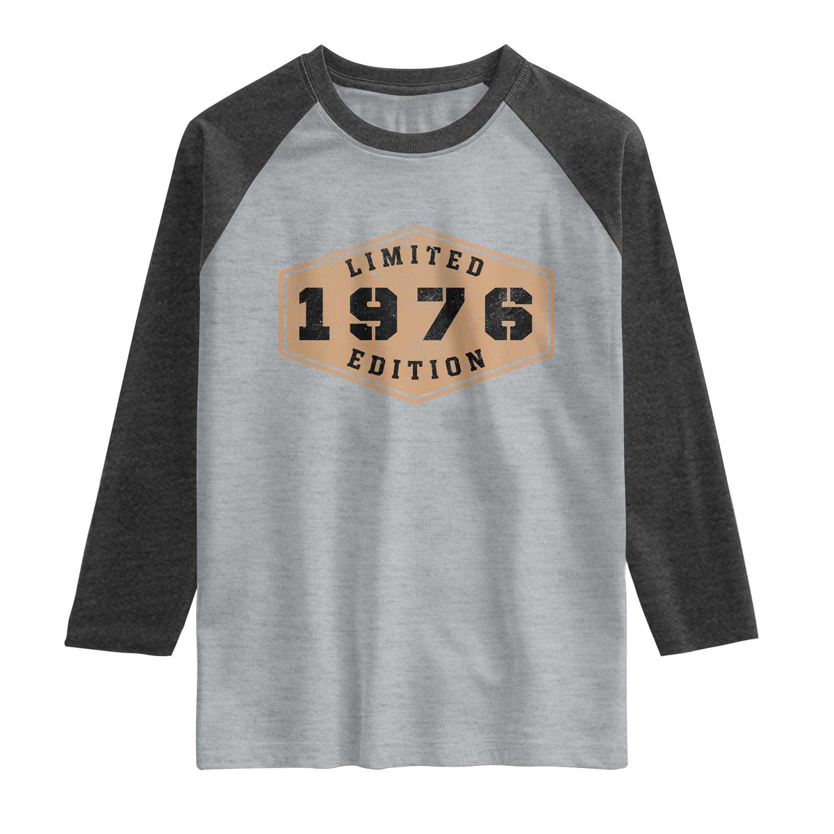 50th Birthday Raglan Shirt 1976 Limited Edition Gifts For Turning 50 TS11 Heather Gray Heather Charcoal Print Your Wear