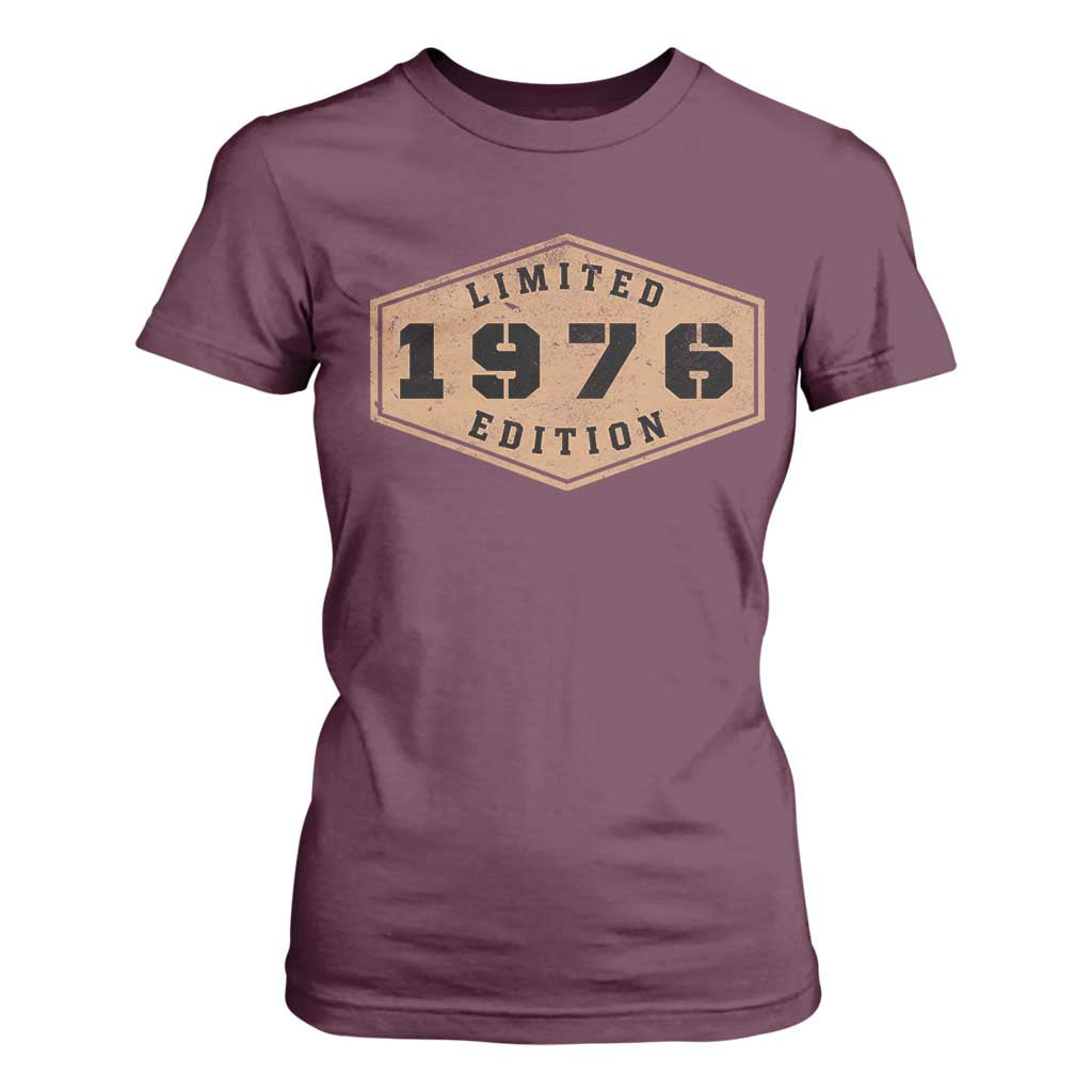 50th Birthday T Shirt For Women 1976 Limited Edition Gifts For Turning 50 TS11 Maroon Print Your Wear
