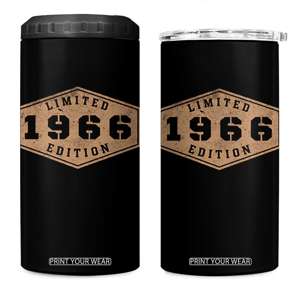 60th Birthday 4 in 1 Can Cooler Tumbler 1966 Limited Edition Gifts For Turning 60 TS11 One Size: 16 oz Black Print Your Wear