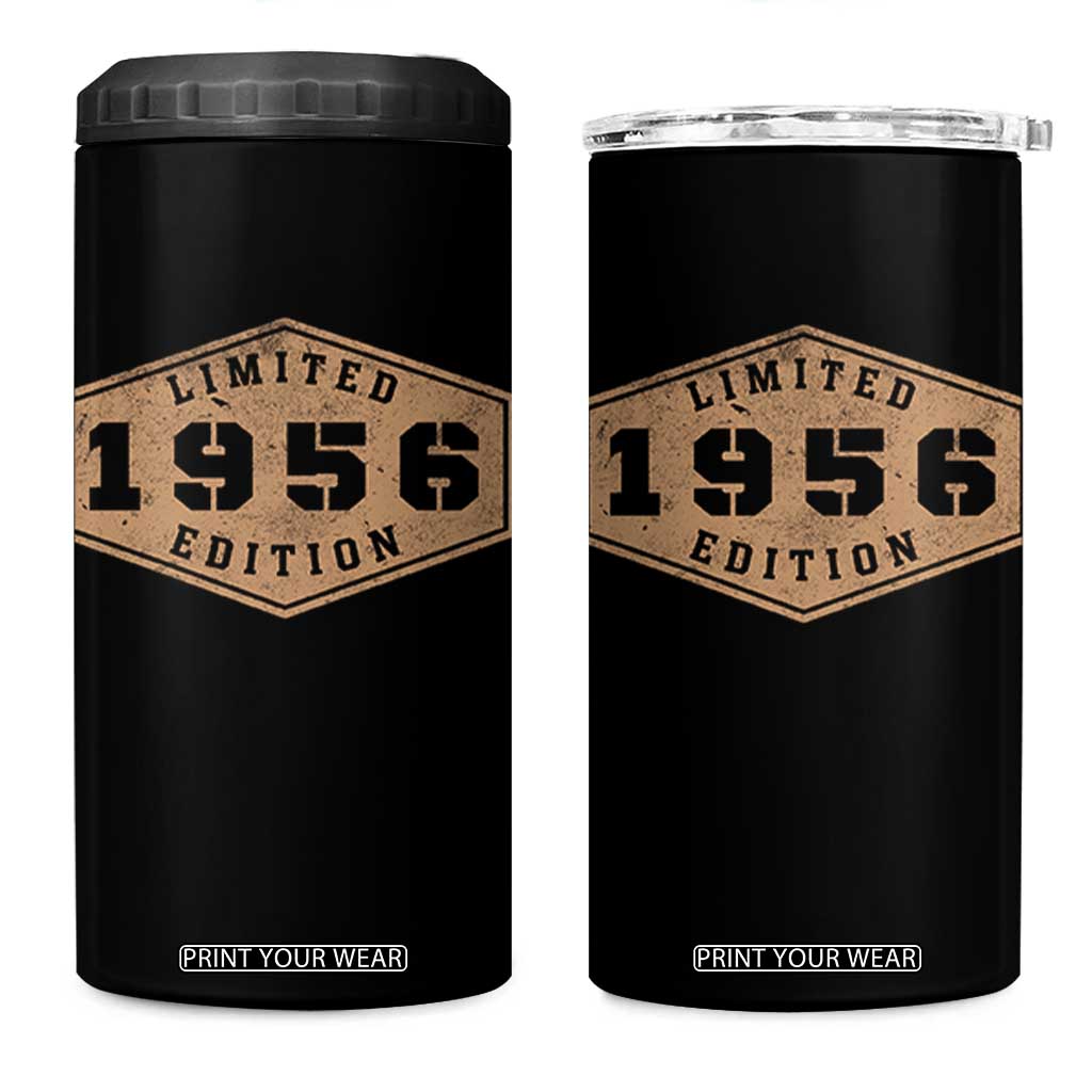70th Birthday 4 in 1 Can Cooler Tumbler 1956 Limited Edition Gifts For Turning 70 TS11 One Size: 16 oz Black Print Your Wear