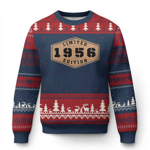 70th Birthday Ugly Christmas Sweater 1956 Limited Edition Gifts For Turning 70 TS11 Navy Red Print Your Wear