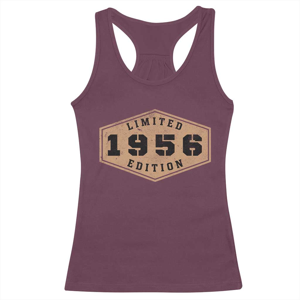70th Birthday Racerback Tank Top 1956 Limited Edition Gifts For Turning 70 TS11 Maroon Print Your Wear