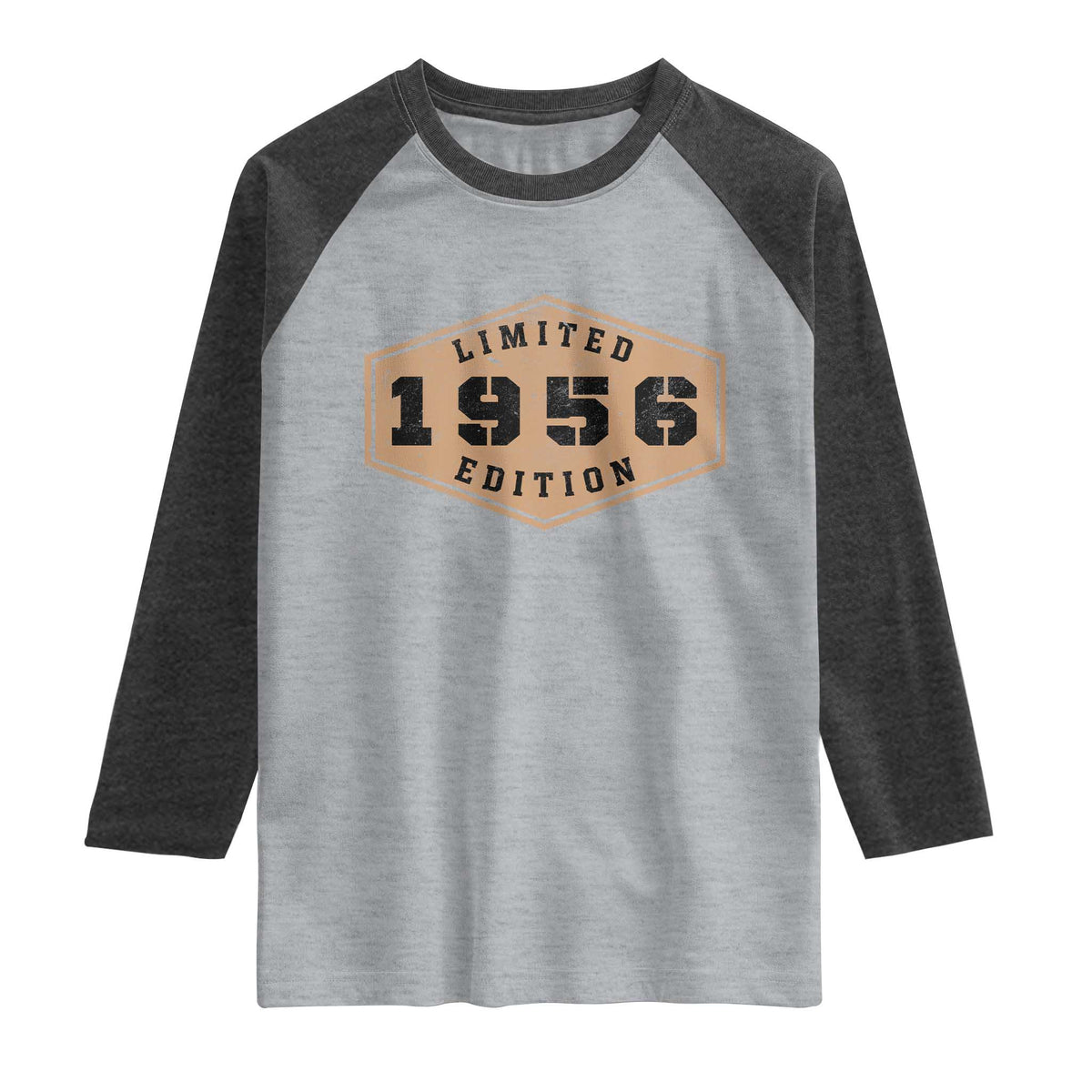 70th Birthday Raglan Shirt 1956 Limited Edition Gifts For Turning 70 TS11 Heather Gray Heather Charcoal Print Your Wear