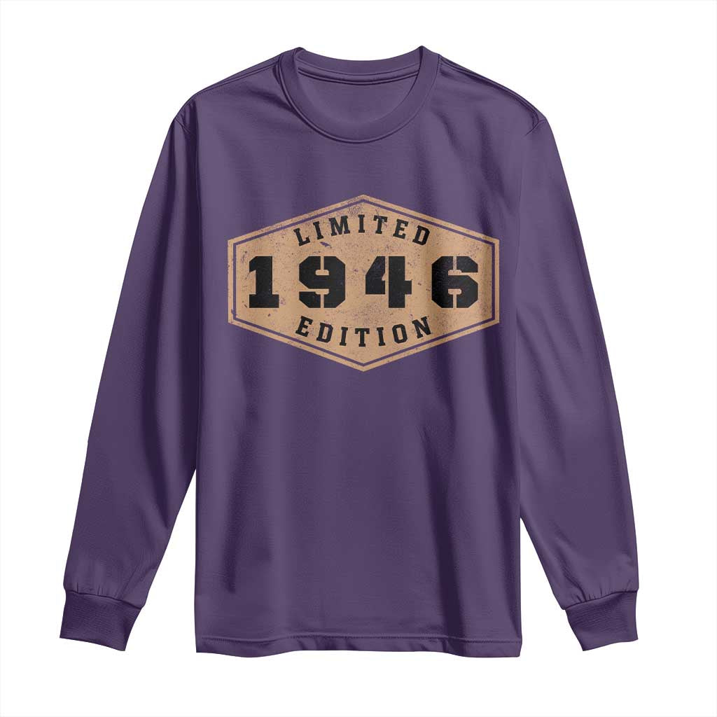 80th Birthday Long Sleeve Shirt 1946 Limited Edition Gifts For Turning 80 TS11 Purple Print Your Wear