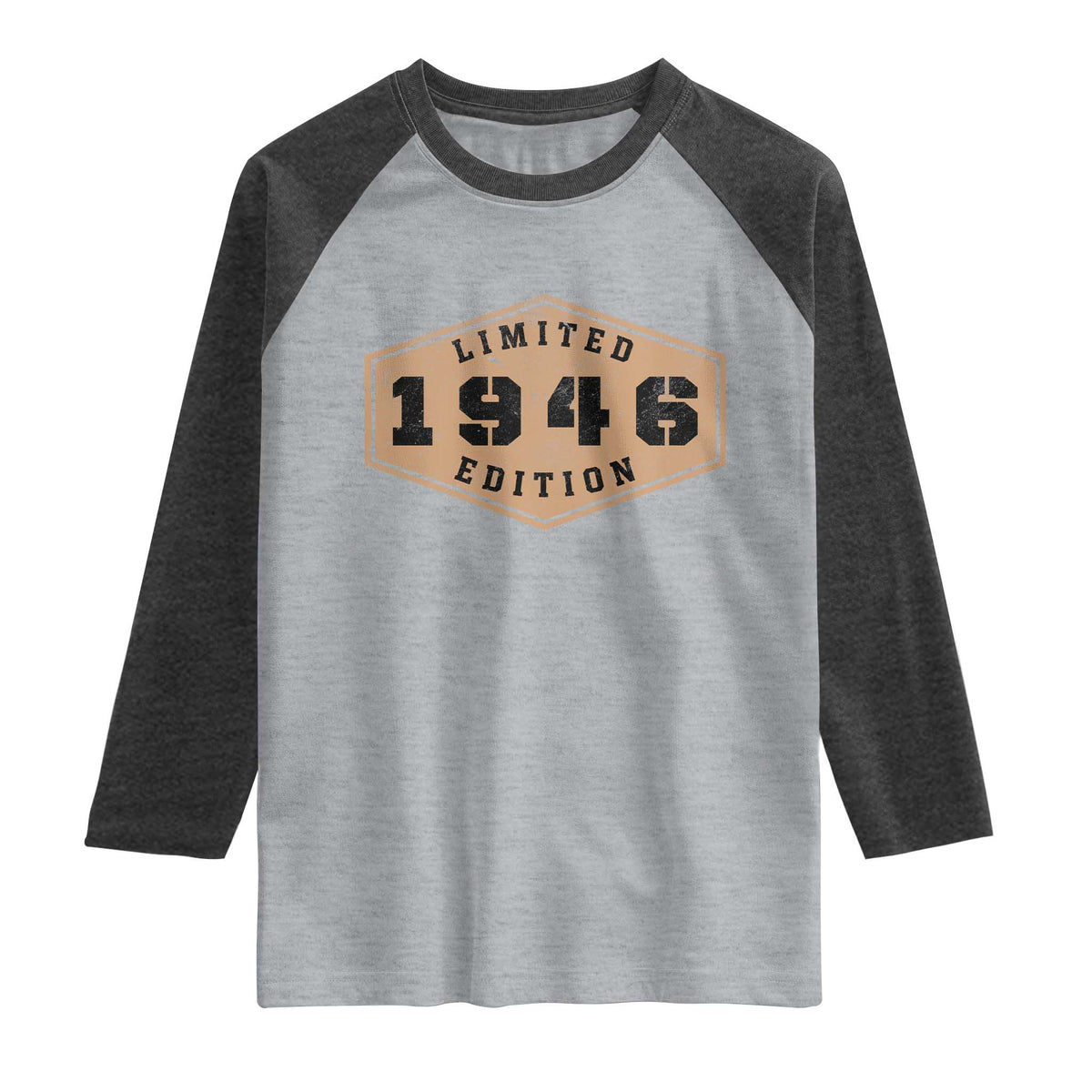80th Birthday Raglan Shirt 1946 Limited Edition Gifts For Turning 80 TS11 Heather Gray Heather Charcoal Print Your Wear