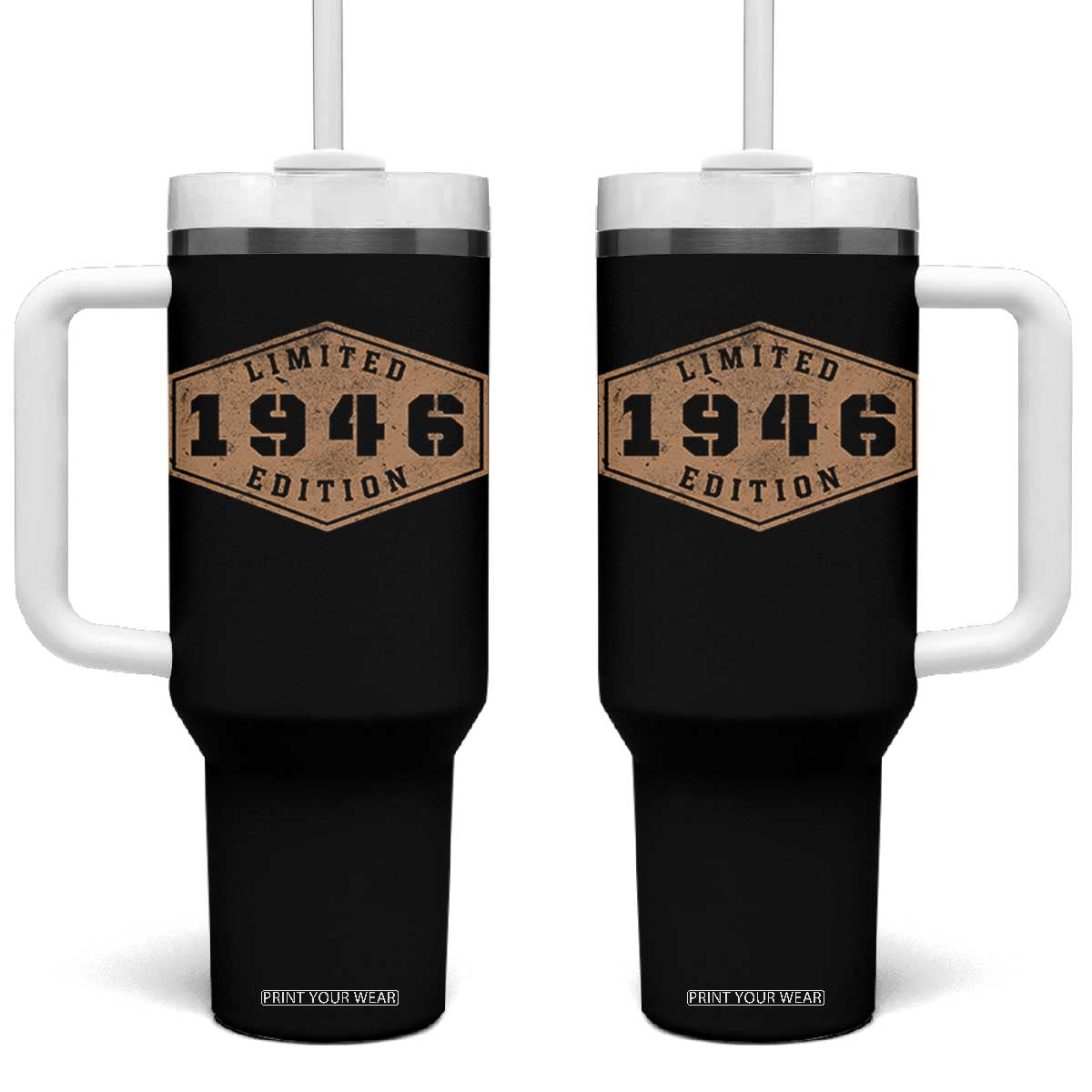 80th Birthday Tumbler With Handle 1946 Limited Edition Gifts For Turning 80 TS11 One Size: 40 oz Black Print Your Wear