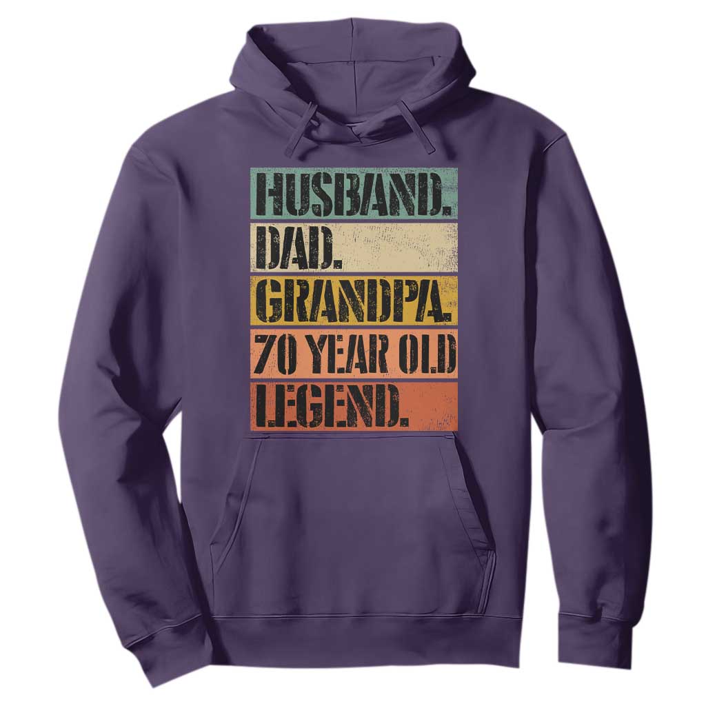 Husband Dad Grandpa 70 Year Old Legend Hoodie Funny 70th Birthday Fathers Day TS11 Purple Print Your Wear