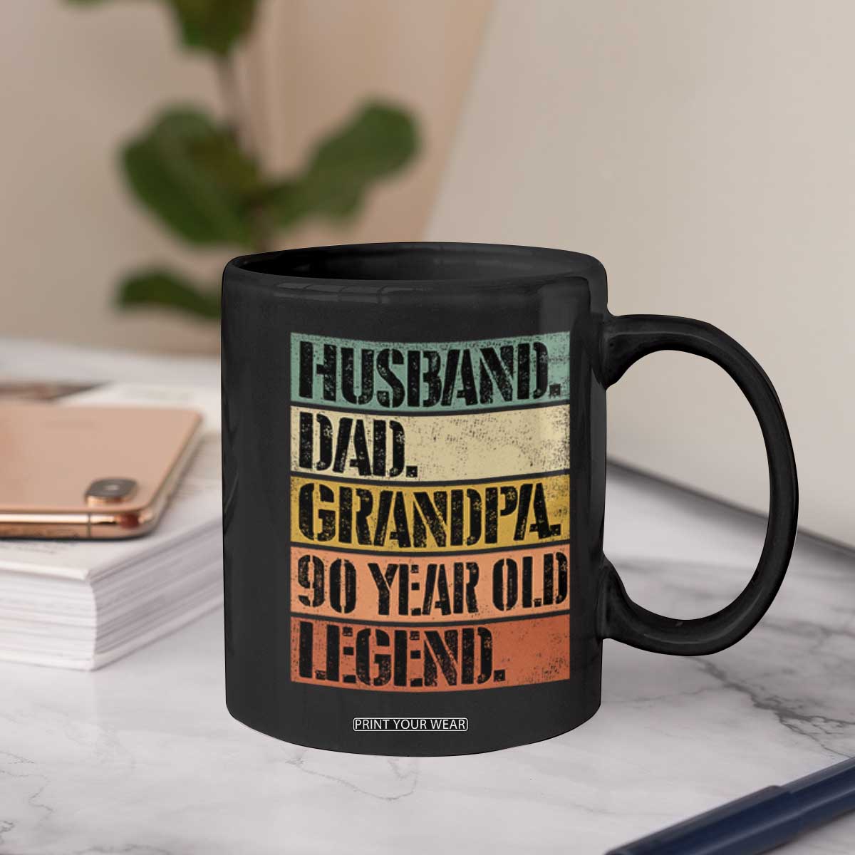 Husband Dad Grandpa 90 Year Old Legend Coffee Mug Funny 90th Birthday Fathers Day TS11 Print Your Wear