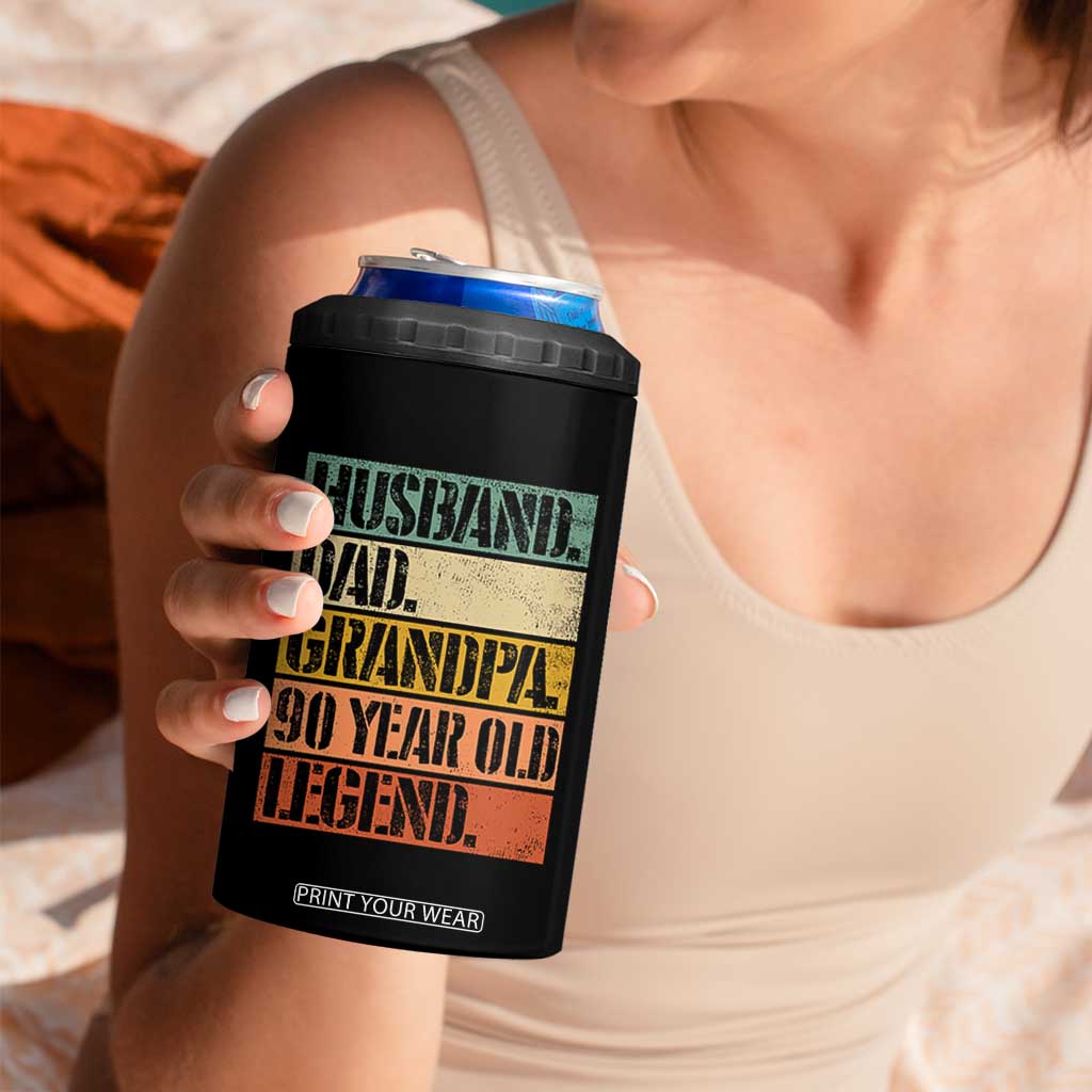Husband Dad Grandpa 90 Year Old Legend 4 in 1 Can Cooler Tumbler Funny 90th Birthday Fathers Day TS11 Print Your Wear