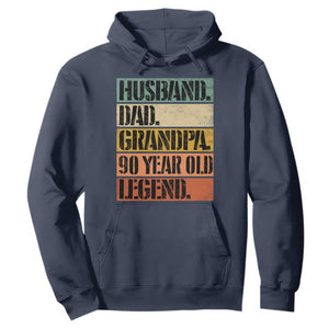 Husband Dad Grandpa 90 Year Old Legend Hoodie Funny 90th Birthday Fathers Day TS11 Navy Print Your Wear