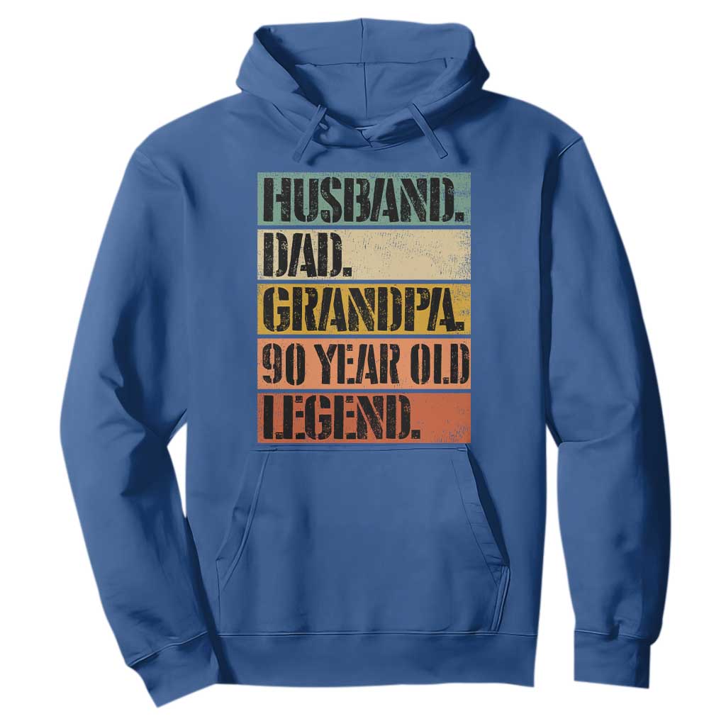 Husband Dad Grandpa 90 Year Old Legend Hoodie Funny 90th Birthday Fathers Day TS11 Royal Blue Print Your Wear
