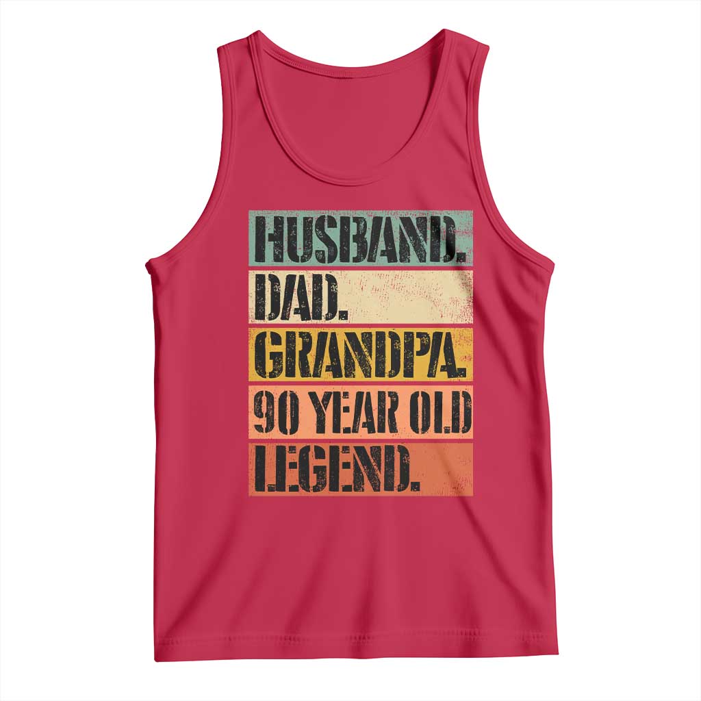 Husband Dad Grandpa 90 Year Old Legend Tank Top Funny 90th Birthday Fathers Day TS11 Red Print Your Wear